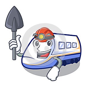 Miner shinkansen train isolated in the cartoon