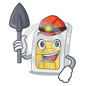 Miner simcard isolated with in the cartoon