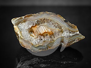 Mineral agate. Banded variety of chalcedony.