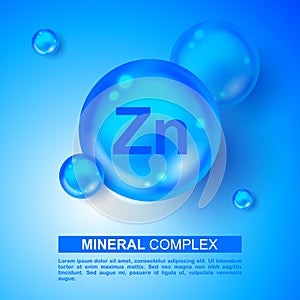 Mineral blue shining pill capsule icon. Zn Zink Vector. Mineral Blue Pill Icon. Vitamin Capsule Pill Zn Zink Icon. Substance For