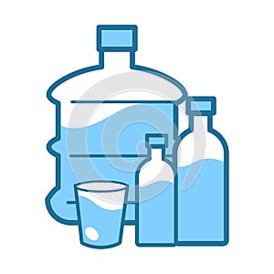 Mineral clean water in gallon and bottle or cup, pure drink