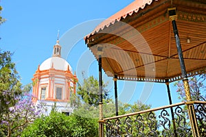 Church and kiosk in Mineral de pozos, guanajuato XIX