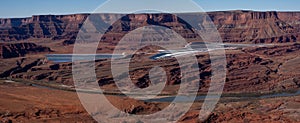 Mineral evaporation ponds in the desert