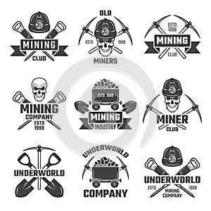 Mineral and gold mining. Vector emblems