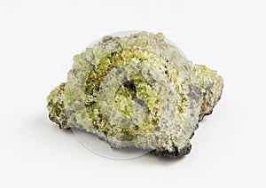 Olivine ore mineral raw on white background.