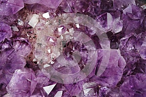 Mineral purple Amethyst crystal quartz texture