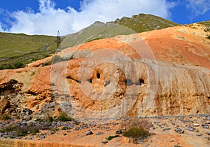 Mineral red water from the mineral springs in Gudauri