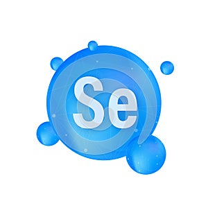 Mineral Se Selenium blue shining pill capsule icon. Substance For Beauty. Selenium Mineral Complex.