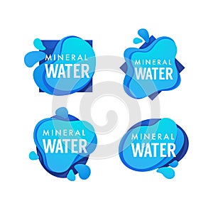 Mineral Spring Water, vector logo, labels and stickers template