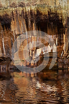 Mineral Stained Cliff and Reflections