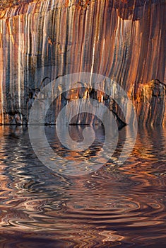 Mineral Stained Cliff and Reflections