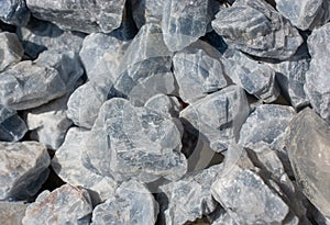 Mineral stone celestite pieces in a box