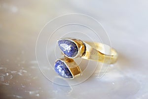 mineral stone ring on natural background