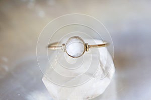 Mineral stone ring on natural background