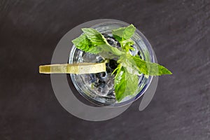 Mineral water with berries and mint