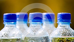 Mineral water bottles on nature background