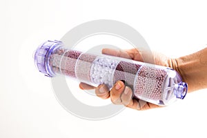 Mineral water filter on a white background