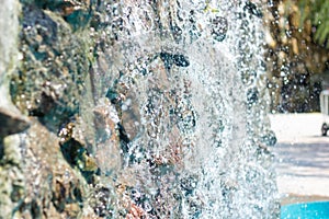 Mineral water flowing from the rocks