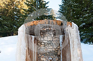 Mineral water fountain builded with concrete and stone