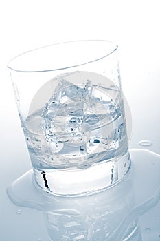 Mineral water with ice cubes