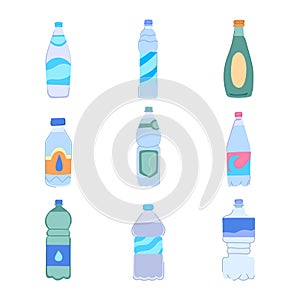 mineral water set cartoon vector illustration