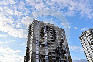 Mineral wool insulation of the facade building on construction site. Thermal protection of house. Installation double-glazed