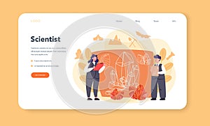 Mineralogist web banner or landing page. Professional scientist