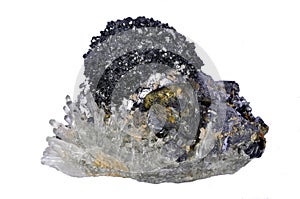 Minerals crystal, galena, chalcopyrite, quartz