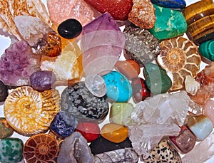 Minerals crystals and semi precious stones photo