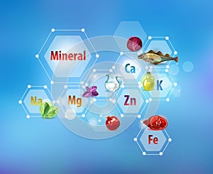 Minerals for human health and food. Abstract scheme