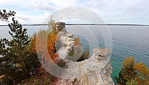 Miners Castle rock at Pictured rocks national lake shore in Michigan upper peninsula