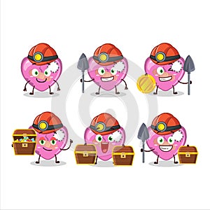 miners pink broken heart love cute mascot character wearing helmet