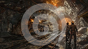 Miners In An Underground Mine