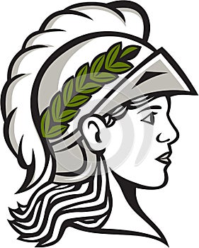 Minerva Head Side Profile Retro