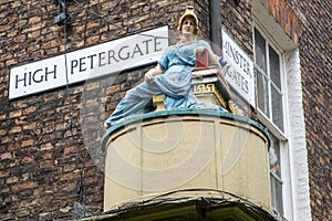 Minerva Sculpture at High Petergate in York, UK