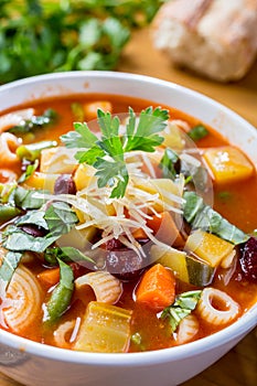 Minestrone Soup with Pasta, Beans and Vegetables