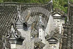 Ming Dynasty house with tile roof in China