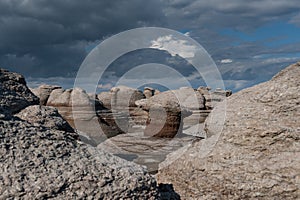 Mingan Monoliths and cloudscape