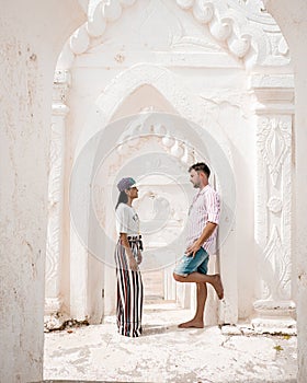 Mingun Mandalay Hsinbyume Pagoda Mandalay Myanmar, young couple on vacation Myanmar