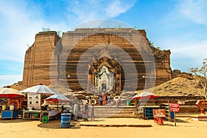 Mingun Pahtodawgyi pagoda, an incomplete monument stupa in Mingun, Myanmar, burma