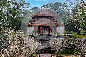 Minh Lau pavilion at Minh Mang Emperor Tomb in Hue, Vietnam