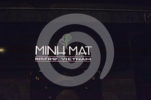 Minh Mat Bistro Vietnam restaurant white neon sign