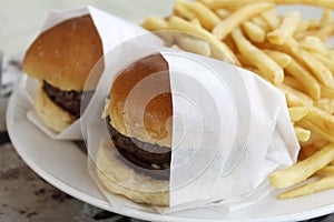 Mini Beef Burgers & Fries