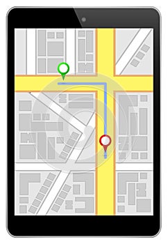 Mini Black Business Tablet With Navigation Route photo