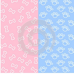 Bone and Spoor of dog wallpaper on pink and blue background photo