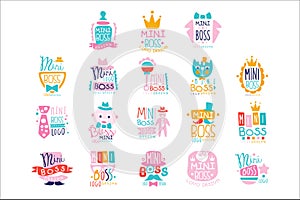 Mini boss logo original design colorful hand drawn vector Illustrations