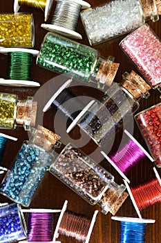 Mini bottles with beads and wire crafts