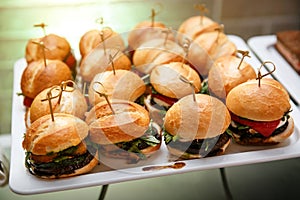 Mini burger canape selection on slate platter photo