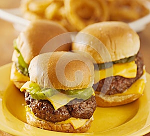 Mini burger sliders trio