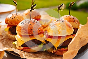 Mini burgers for a children's party or picnic.